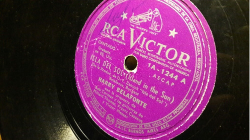 Antiguo Disco Vinilo Pasta 78rpm Rca Victor, Harry Belafonte