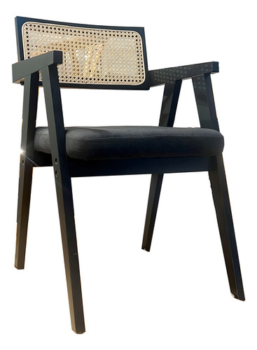 Silla Comedor Jane Diseño Nórdico Madera Tapizado Velvet Estructura De La Silla Negro Asiento Marrón Claro