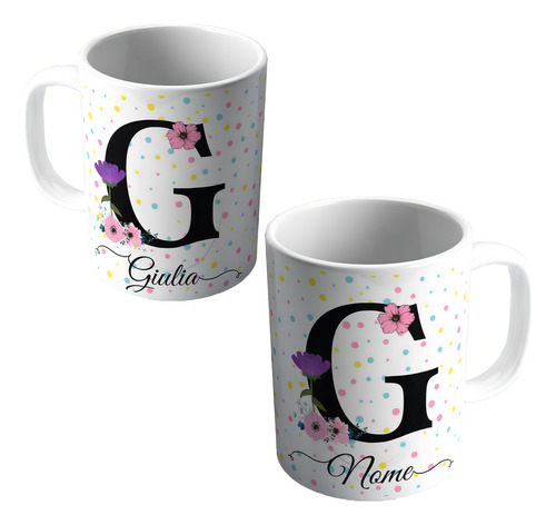 Caneca Personalizada Letra Inicial Nome Qualquer Letra Flor