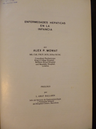 Enfermedades Hepáticas En La Infancia - A. P. Mowat