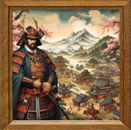 Cuadro Artedigital Samurai Del Monte Fuji 50x50cm Piezaúnica