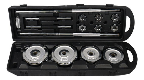 Kit anilhas + Halteres gallant na maleta 50kg elite cromado