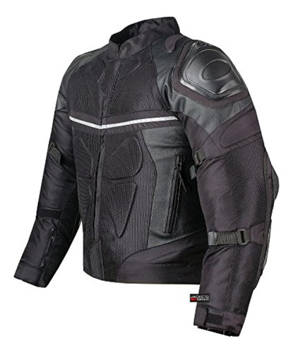 Chaqueta Pro De Cuero Y Malla Para Motocicleta Para Hombre, 