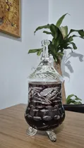 Comprar Antiguo Florero Caramelera De Cristal Tallado (usado) Bordó Tallado A Mano