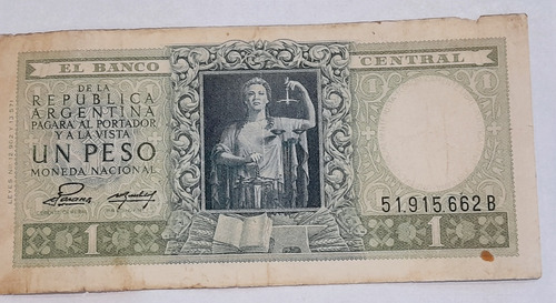1 Peso Moneda Nacional 1947 Error Raro Verde Tinta 50 Ctv