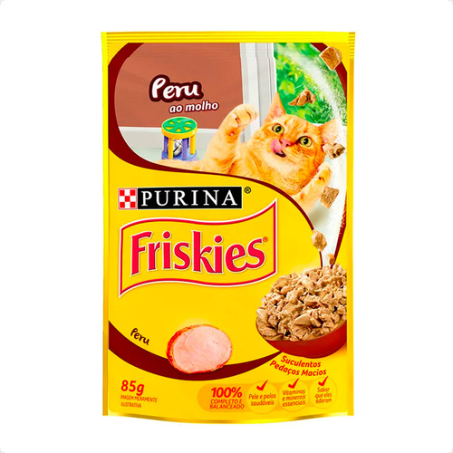 Ração Úmida Friskies Peru Ao Molho Para Gatos Adultos - 85g