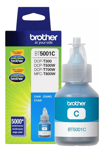 Botella De Tinta Brother Bt5001c Cyan T300 T500w