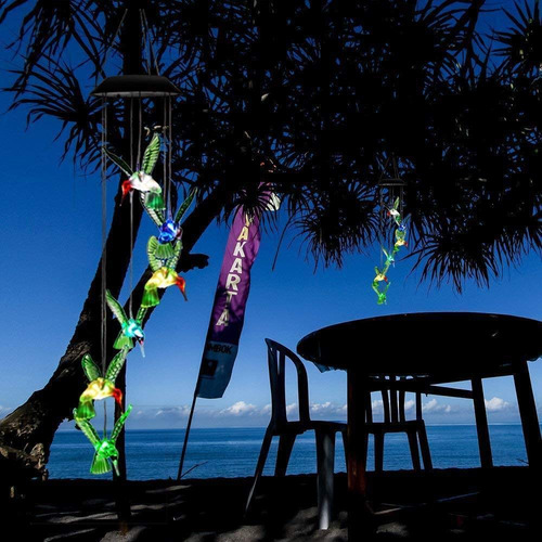 Campanillas De Viento Solares Con Forma De Colibrí, Led Que Cambian De Color, Para Colgar En Dispositivos Móviles, Impermeables, Para Exteriores, Interiores, Fiestas, Noches, Patios Y Jardines