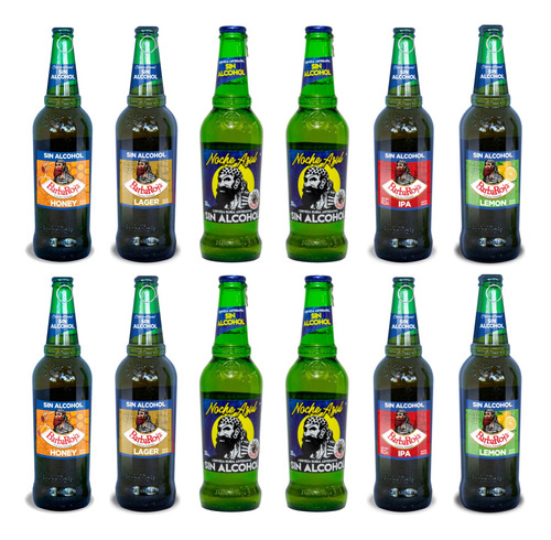Combo X 12 Cerveza Artesanal Barba Roja Sin Alcohol - 330ml