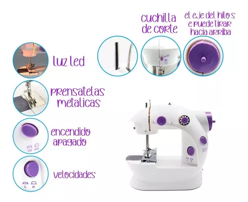 Mini máquina de coser para principiantes, máquina de coser portátil, 12  puntadas integradas, pequeña máquina de coser de doble hilo y máquina de