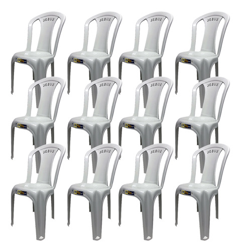 Kit 12 Cadeiras Plástica Branca Bistrô Até 182kg Festa Bar Cor Branco Jesus
