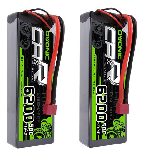 2 Baterias Lipo 7.4v 6200mah 50c 2s T Plug Ovonic