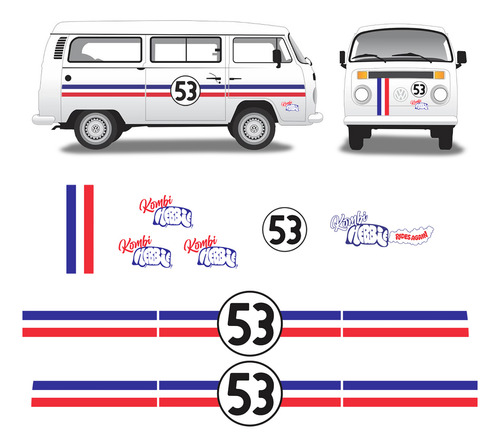 Kit Faixa Kombi Herbie 53 2006/2014 - Genérico