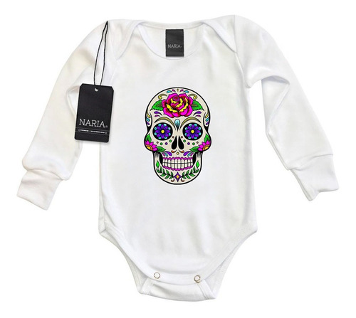 Body Bebe Manga Larga Calavera Mexico Diseño Logo - Igcm5