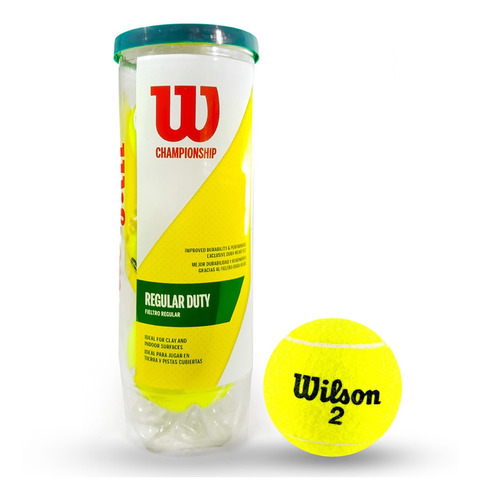 Tubo 3 Pelotas Wilson Regular Duty Para Ténis Raqueta