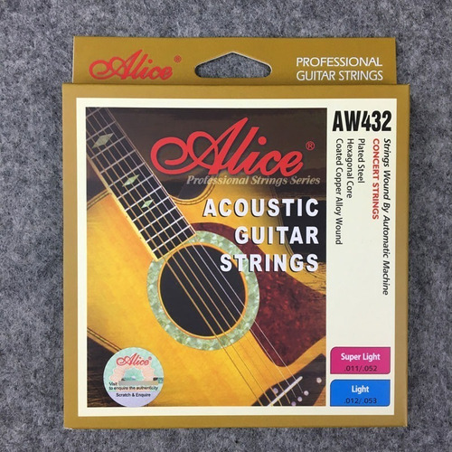 Paquete 10 Cuerda 1a Guitarra Acustica Acero Alice Aw432sl-1