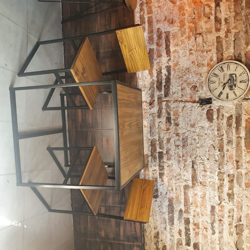 Mesa Bar 70x70x78 Reforzada Industrial + 2 Sillas Hierro