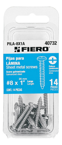 Blíster Con 8 Pijas Para Lámina, #12 X 1, Fiero. 40785