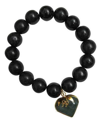 Pulsera De Piedra Negra Para Mujer Cuentas De Cristal De Pie