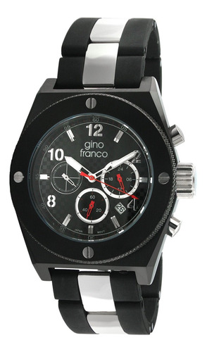 Reloj Hombre Gino Franco 9657bk Cuarzo Pulso Negro En Caucho