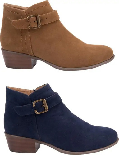 Botas Vaqueras Botines Azul Cafe Tacon Bajo Kit De 2 Pares!!