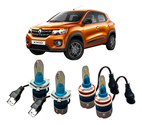 Kit Combo Renault Kwid Cree Led Mi2 H4+ H11 30.000lm