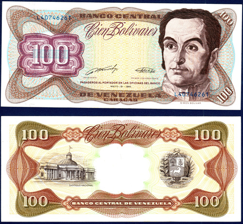 Billete De 100 Bolívares L8 Mayo 31 1990 Simón Bolívar