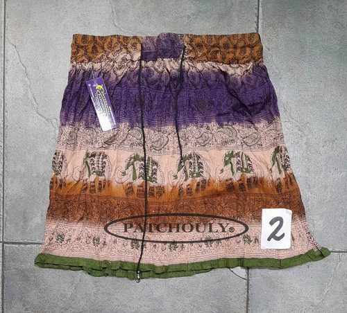 Imagen 3 de 10 de Pollera Mini Bagru Algodon India Estampado Talle Único Color