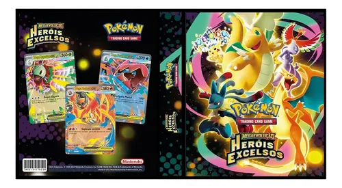 ポケットモンスターアルバム Pasta Fichário Álbum Pokemon + 10 Folhas + 06 Cards + Brinde