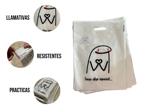 Bolsa Riñón Para Regalo Impresa Flork 25x35cm 50 Unid. Blanco Flurk