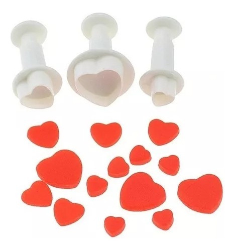 Set X 3 Molde Cortante Expulsor Corazones - La Botica