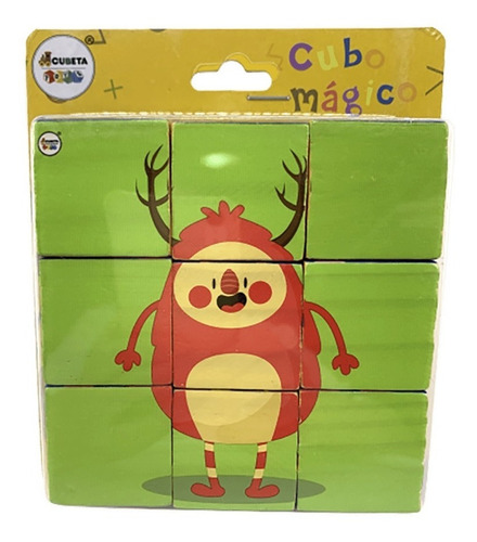 Imagen 2 de 3 de Rompecabezas Cubos Madera Animales 9 Piezas Didactico