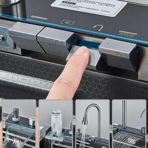 Fregadero De Cocina Multifunción Integrado Acero Inoxidable Negro