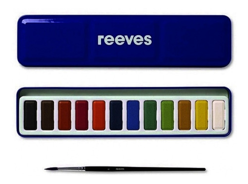 Acuarelas Pastillas Reeves En Lata X 12 Colores + Pincel