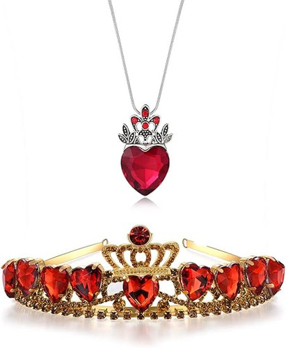 Evie Tiara Y Collar Corazon Rojo Descendientes Corazon Rojo