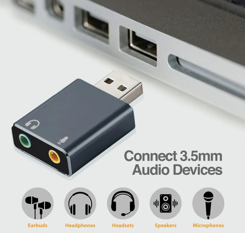 Adaptador Sonido Estéreo Argom Usb 2.0 Macho A 3.5mm Acme