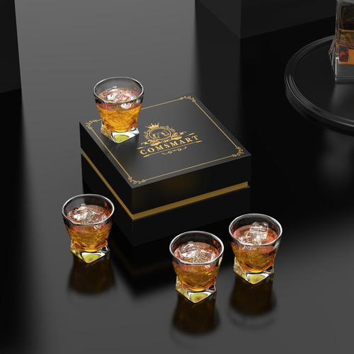 Set De 4 Vasos De Cristal Elegante Whisky Importado