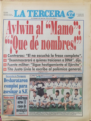 Diario La Tercera 1993 Aylwin Al Mamo Que De Nombres(d30
