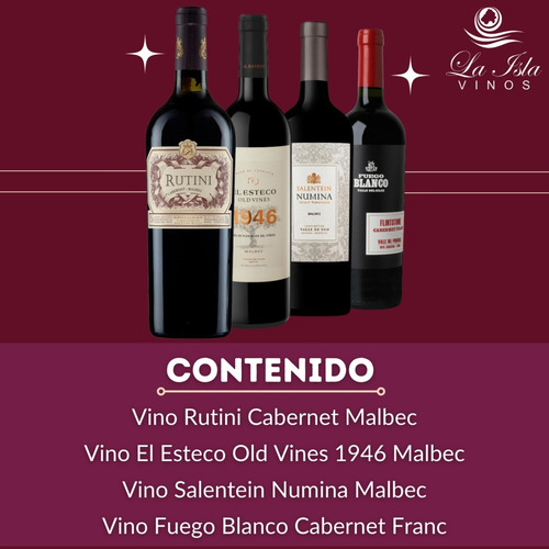 Imagen 2 de 10 de Vino Rutini Cabernet Malbec + El Esteco + Mix. Combo
