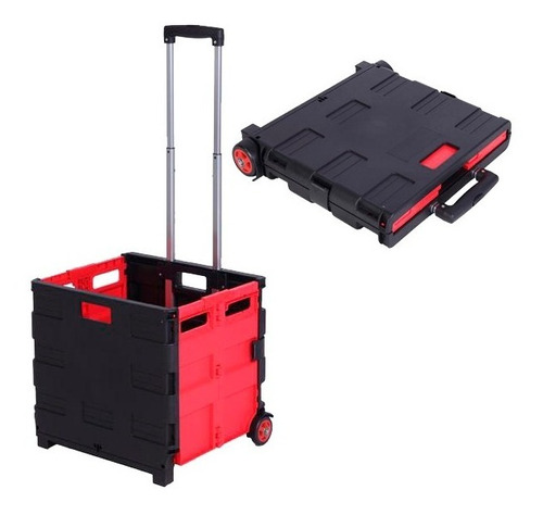 Carrito De Compra Plegable Multiuso Organización Resistente Color Negro