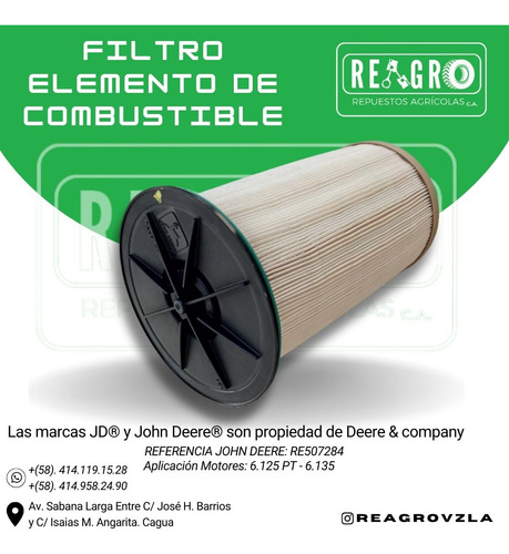 Filtro Elemento De Combustible John Deere Re507284