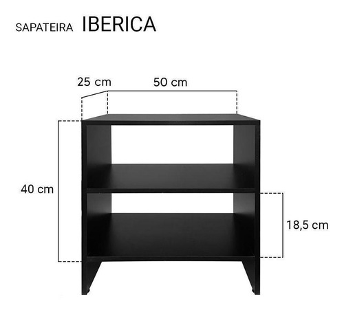 Conjunto Sapateira Pequena Preta Para Quarto Sala 50 X 40cm