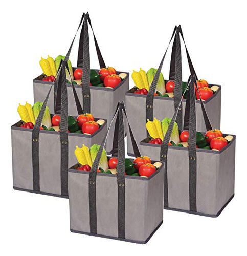 Paq 5 Bolsas De Supermercado Grandes Reutilizables Plegables