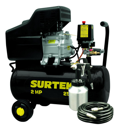 Compresor De Aire Eléctrico Pistola Y Manguera 25lt 2hp 127v 60 Hz