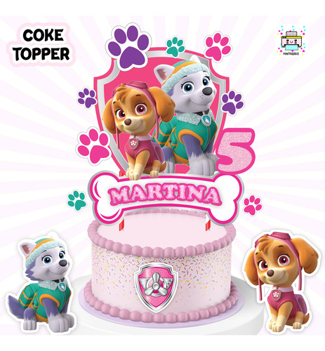 Cake Topper Kit Imprimible Adorno Torta Paw Patrol Niña