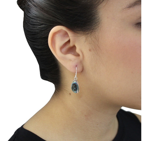 Imagen 5 de 10 de Arete Triangulo Concha Abulon De Plata.925 Agálea Joyería
