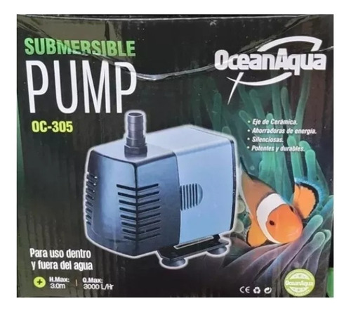 Bomba De Agua Sumergible 3000l/h 3m Pecera Fuente Etc