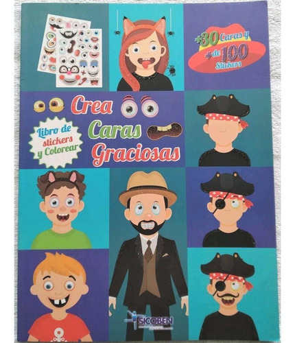 Libro Stickers Colorear - Crea Caras Graciosas