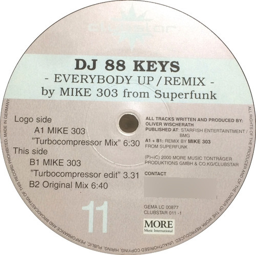 Vinilo Maxi - Dj 88 Keys - Everybody Up / Remix 2000 Aleman