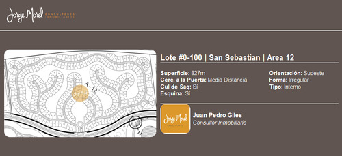Lote Interno #0-100 - San Sebastian - Area 12 - 827m2 #id 3141